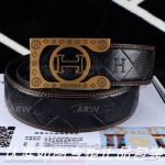AAA Hermes Engraving Bronze H Buckle Men's Leather Belt For Sale